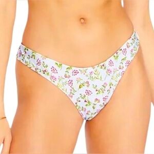 NWT J. Crew Curved Waist Cheeky Bikini Bottom in Cloud Meadow Floral, Medium.